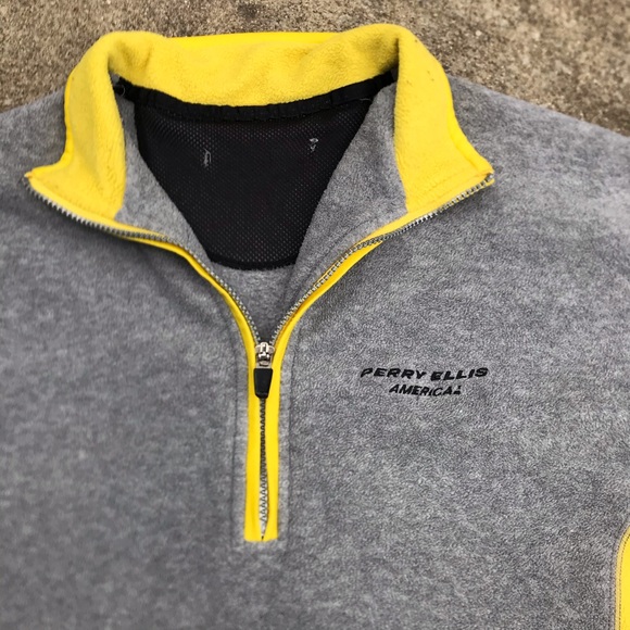 Vintage Perry Ellis Fleece Jacket 1/4 Zip Mens Large (G) - Picture 3 of 6